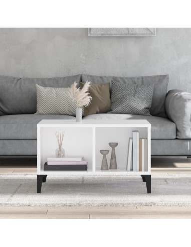 Tavolino da Salotto Bianco 60x50x36,5 cm in Legno Multistrato