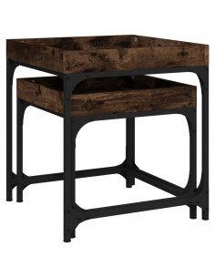 Tavolini 2 pz Rovere Fumo in Legno Multistrato 2