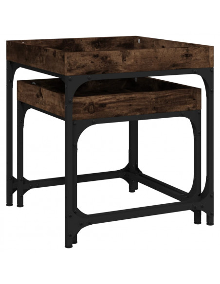 Tavolini 2 pz Rovere Fumo in Legno Multistrato