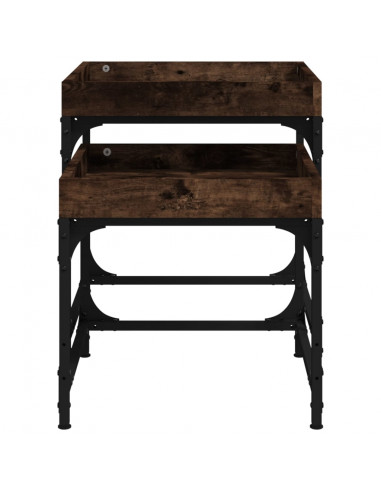 Tavolini 2 pz Rovere Fumo in Legno Multistrato