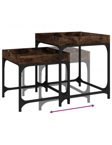 Tavolini 2 pz Rovere Fumo in Legno Multistrato