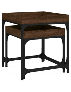 Tavolini 2 pz Rovere Marrone in Legno Multistrato 2