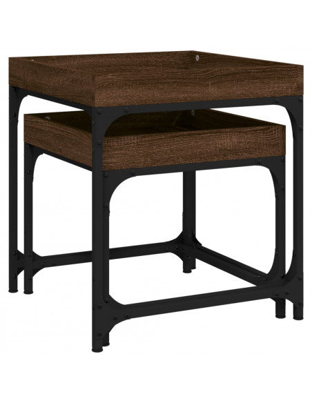 Tavolini 2 pz Rovere Marrone in Legno Multistrato