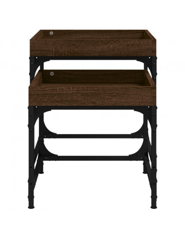 Tavolini 2 pz Rovere Marrone in Legno Multistrato
