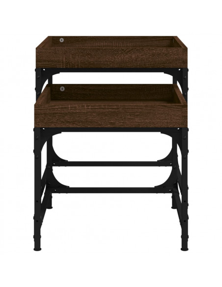 Tavolini 2 pz Rovere Marrone in Legno Multistrato
