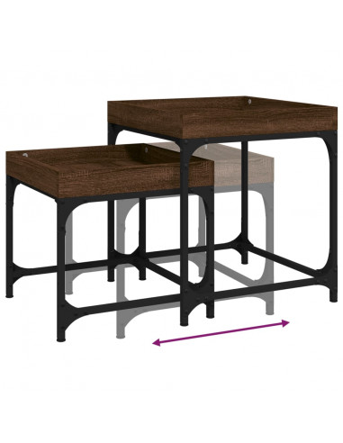 Tavolini 2 pz Rovere Marrone in Legno Multistrato