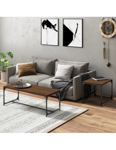 Tavolini da Salotto 2 pz Rovere Marrone in Legno Multistrato