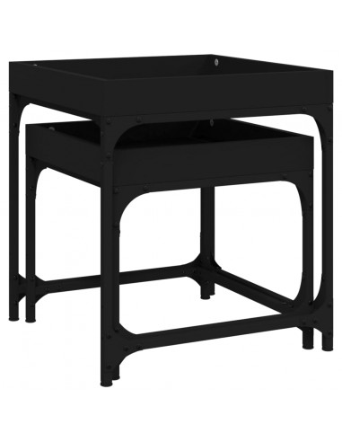 Tavolini da Salotto 2 pz Neri in Legno Multistrato