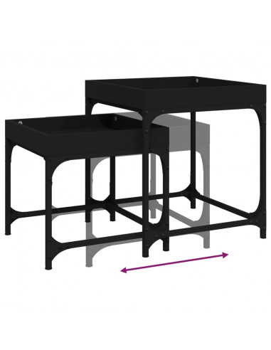 Tavolini da Salotto 2 pz Neri in Legno Multistrato