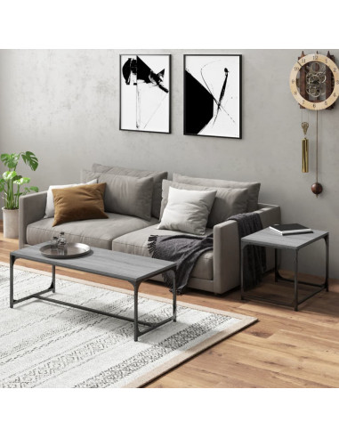 Tavolini da Salotto 2 pz Grigio Sonoma in Legno Multistrato