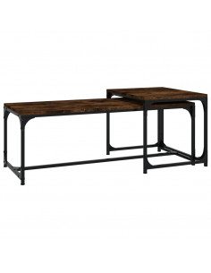 Tavolini da Salotto 2 pz Rovere Fumo in Legno Multistrato 2