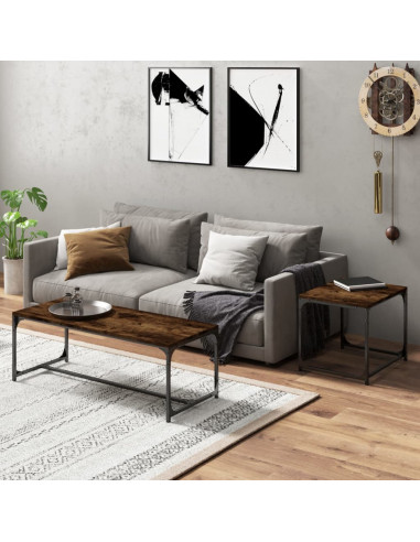 Tavolini da Salotto 2 pz Rovere Fumo in Legno Multistrato