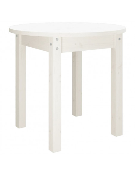 Tavolino da Salotto Bianco Ø 45x40 cm in Legno Massello di Pino