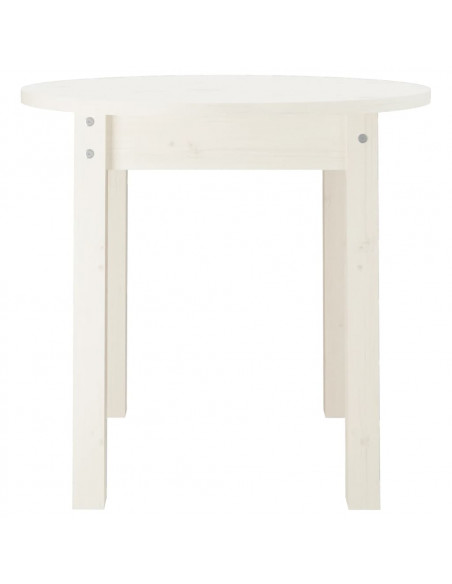 Tavolino da Salotto Bianco Ø 45x40 cm in Legno Massello di Pino