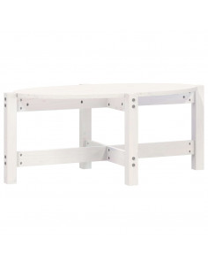 Tavolino da Salotto Bianco 87x48x35cm in Legno Massello di Pino 2