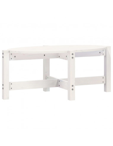 Tavolino da Salotto Bianco 87x48x35cm in Legno Massello di Pino