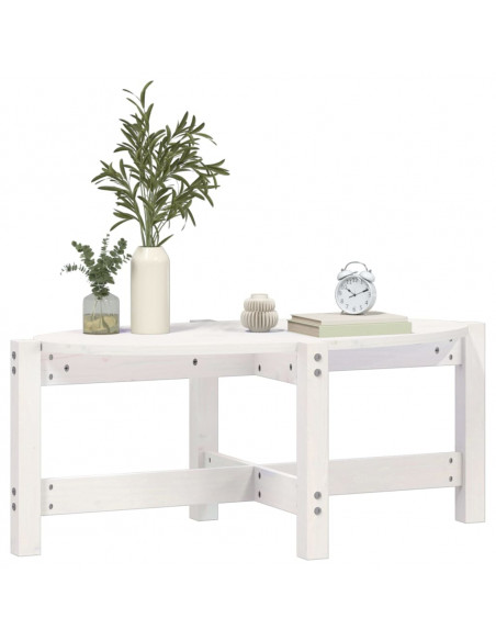 Tavolino da Salotto Bianco 87x48x35cm in Legno Massello di Pino