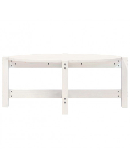 Tavolino da Salotto Bianco 87x48x35cm in Legno Massello di Pino