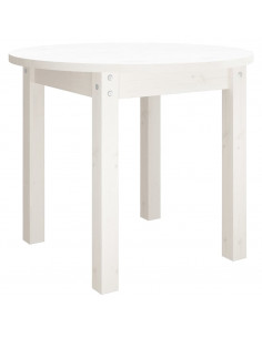 Tavolino da Salotto Bianco Ø 55x45 cm in Legno Massello di Pino 2