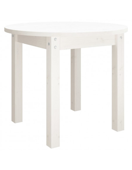 Tavolino da Salotto Bianco Ø 55x45 cm in Legno Massello di Pino