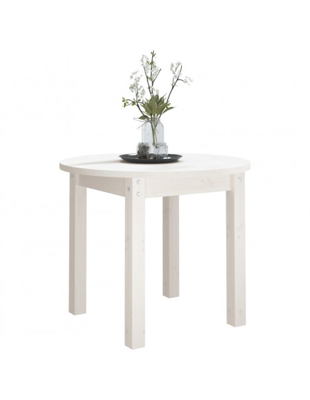 Tavolino da Salotto Bianco Ø 55x45 cm in Legno Massello di Pino