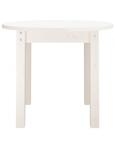 Tavolino da Salotto Bianco Ø 55x45 cm in Legno Massello di Pino