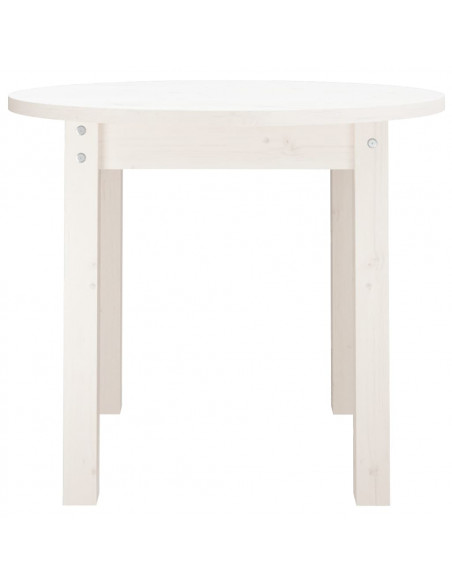 Tavolino da Salotto Bianco Ø 55x45 cm in Legno Massello di Pino