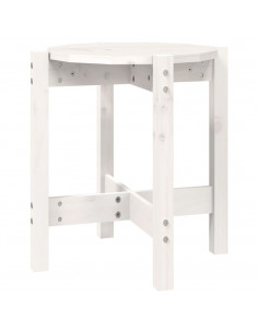 Tavolino da Salotto Bianco Ø 42,5x45 cm Legno Massello di Pino 2