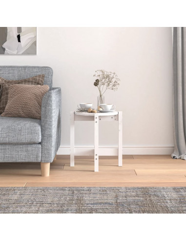 Tavolino da Salotto Bianco Ø 42,5x45 cm Legno Massello di Pino