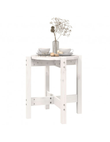Tavolino da Salotto Bianco Ø 42,5x45 cm Legno Massello di Pino
