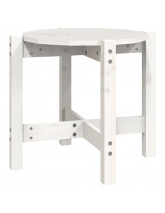 Tavolino da Salotto Bianco Ø 52,5x45 cm Legno Massello di Pino 2