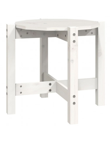 Tavolino da Salotto Bianco Ø 52,5x45 cm Legno Massello di Pino