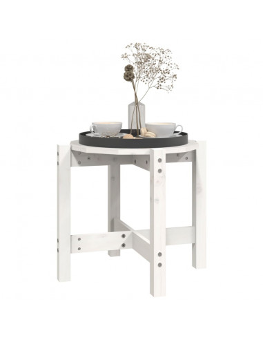 Tavolino da Salotto Bianco Ø 52,5x45 cm Legno Massello di Pino
