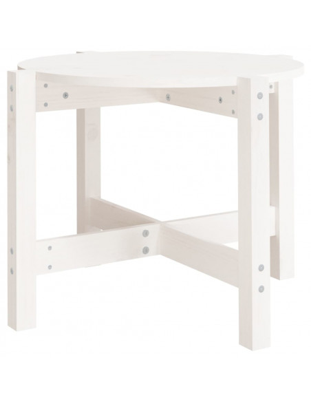 Tavolino da Salotto Bianco Ø 62,5x45 cm Legno Massello di Pino