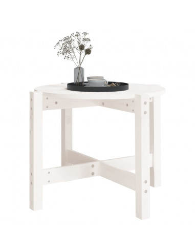 Tavolino da Salotto Bianco Ø 62,5x45 cm Legno Massello di Pino