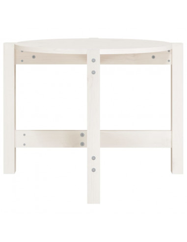 Tavolino da Salotto Bianco Ø 62,5x45 cm Legno Massello di Pino