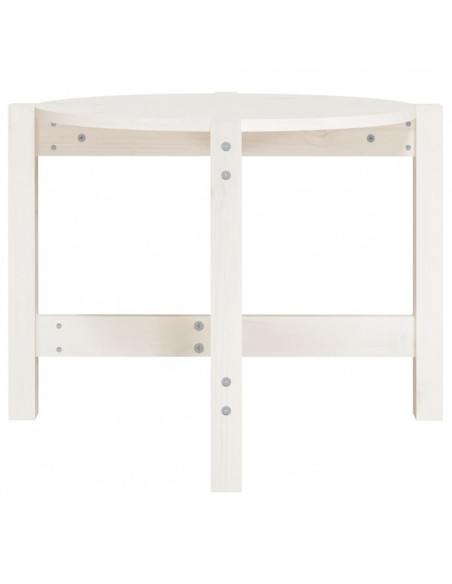 Tavolino da Salotto Bianco Ø 62,5x45 cm Legno Massello di Pino