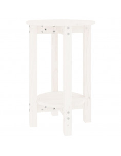 Tavolino da Salotto Bianco Ø 40x60 cm in Legno Massello di Pino 2