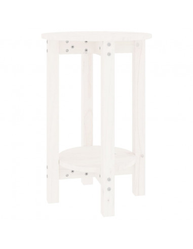 Tavolino da Salotto Bianco Ø 40x60 cm in Legno Massello di Pino