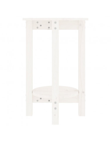 Tavolino da Salotto Bianco Ø 40x60 cm in Legno Massello di Pino