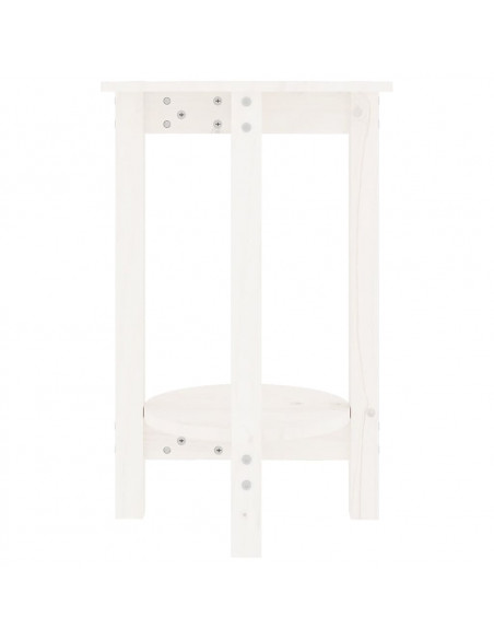 Tavolino da Salotto Bianco Ø 40x60 cm in Legno Massello di Pino