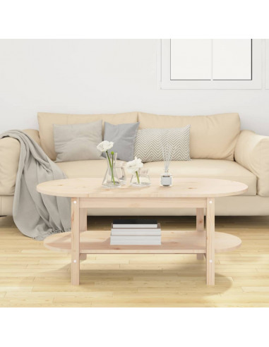 Tavolino da Salotto 110x55x45 cm Legno Massello di Pino