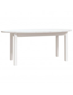 Tavolino da Salotto Bianco 110x55x45 cm Legno Massello di Pino 2