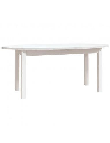 Tavolino da Salotto Bianco 110x55x45 cm Legno Massello di Pino