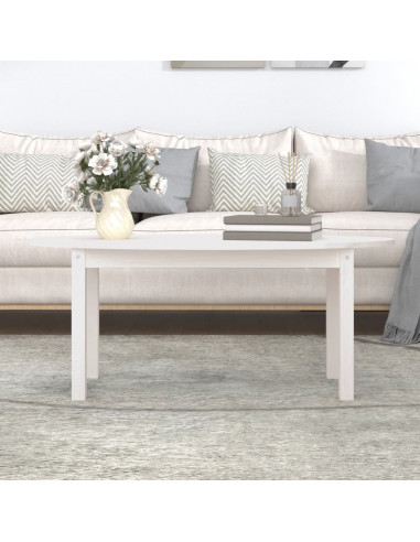 Tavolino da Salotto Bianco 110x55x45 cm Legno Massello di Pino