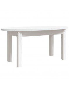 Tavolino da Salotto Bianco 80x40x35 cm Legno Massello di Pino 2