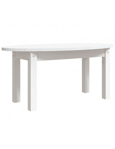 Tavolino da Salotto Bianco 80x40x35 cm Legno Massello di Pino