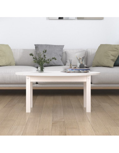 Tavolino da Salotto Bianco 80x40x35 cm Legno Massello di Pino