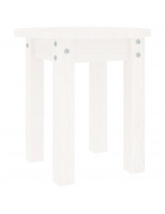 Tavolino da Salotto Bianco Ø 35x35 cm in Legno Massello di Pino 2