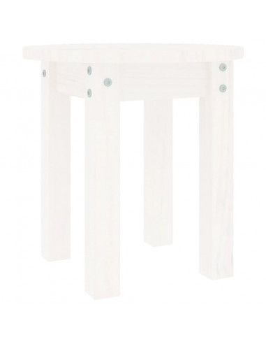 Tavolino da Salotto Bianco Ø 35x35 cm in Legno Massello di Pino